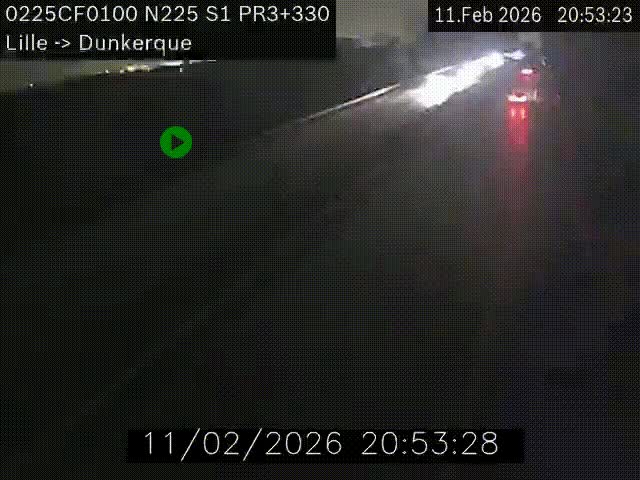 Webcam autoroute A25 (N225) à hauteur de Bergues (Bierne). Vue orientée vers Dunkerque.