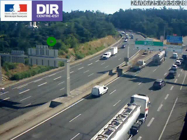 Caméra de circulation routière sur le boulevard périphérique Laurent Bonnevay de Lyon (D383) à hauteur de Bron, avant la jonction avec l'A43. Vue orientée vers l'échangeur