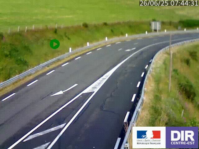 Webcam sur le col Pin Bouchain, vue orientée vers Roanne, en provenance de Lyon sur la nationale 7 (N7)