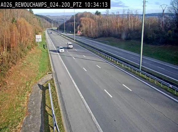 Webcam E25/A26 à Aywalle, à hauteur de Spa. Vue orientée vers Liège