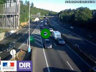 Caméra autoroute sur A6 - Valvert, près de Lyon, en direction de Paris, à hauteur de la sortie 36 Porte du Valvert