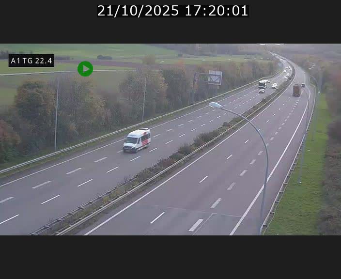 Traffic live webcam Luxembourg Flaxweiler - A1 direction Luxembourg - BK 22.4