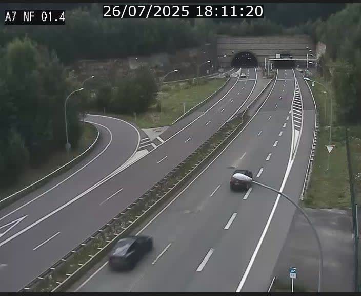 Caméra autoroute Luxembourg A7 - Echangeur Waldhaff - direction Tunnel Stafelter