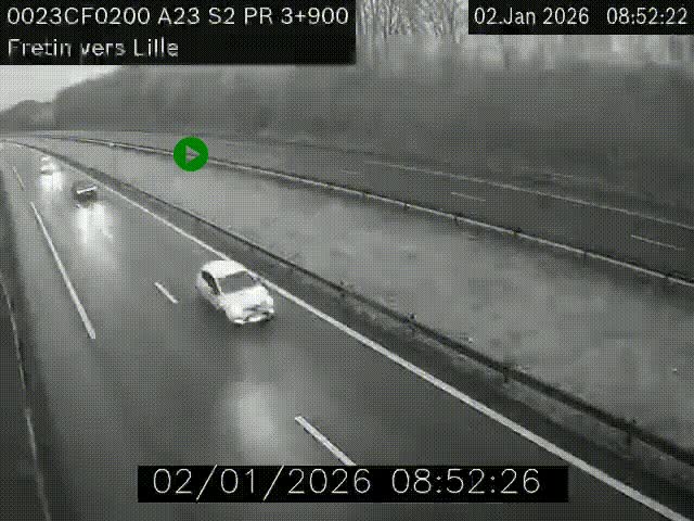 Webcam autoroute A23 à hauteur de Fretin. Vue orientée vers Lille