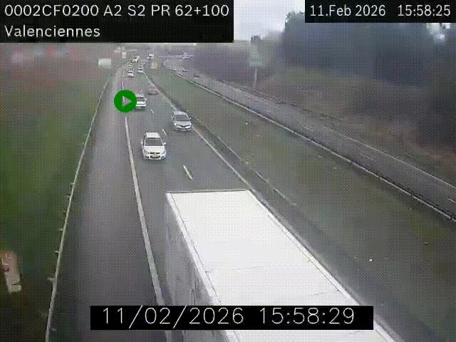 Webcam autoroute A2 à Valenciennes. Vue orientée vers Maubeuge et Mons (Belgique)