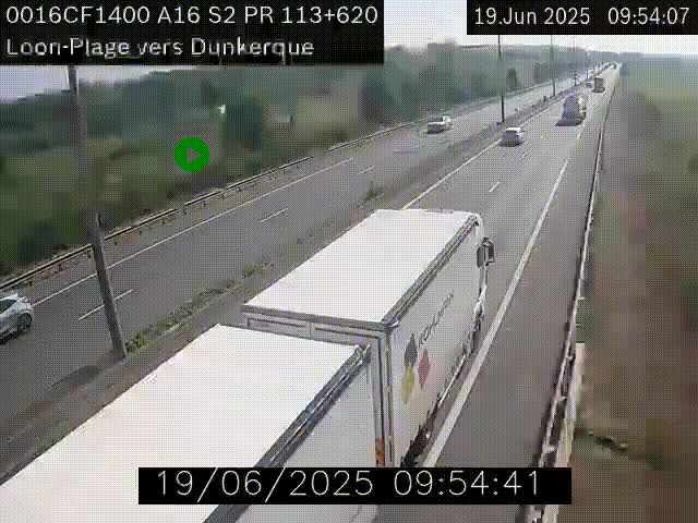Webcam autoroute A16 à hauteur de Loon-Plage. Vue orientée vers Dunkerque et la Belgique.