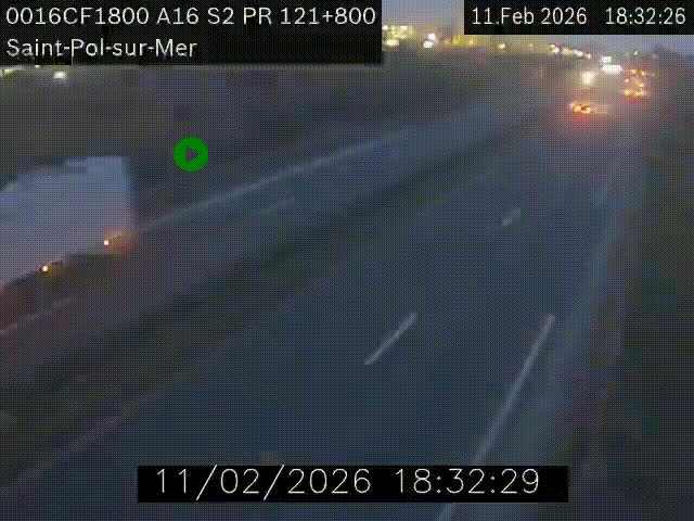 Webcam autoroute A16 à proximité de Dunkerque, à hauteur de la sortie Saint-Pol-sur-Mer. Vue orientée vers Calais