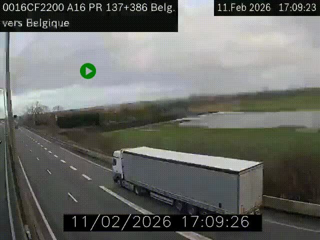 Webcam à la frontière franco-belge au niveau de Bray-Dunes/De-Panne sur l'autoroute A16. Vue orientée vers la Belgique
