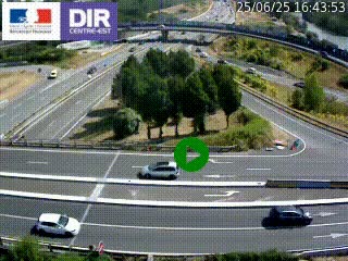 Webcam traffic à Grenoble-sud sur l'autoroute A480. Vue orientée vers l'entrée et la sortie de Grenoble