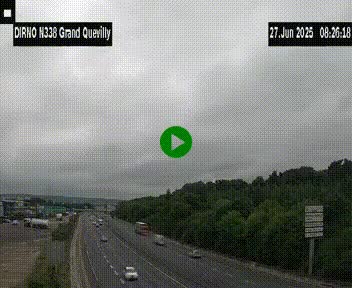 Webcam routière sur N338 à hauteur de Grand-Quevilly en périphérie de Rouen. Vue orientée vers Rouen