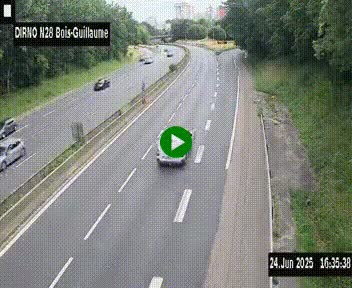 Webcam routière à hauteur de Bois-Guillaume en périphérie de Rouen. Vue orientée vers Rouen