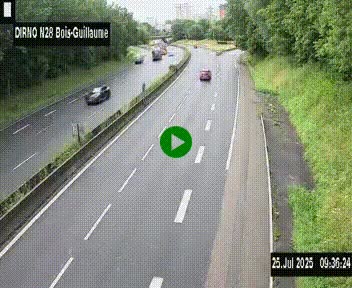 Webcam routière à hauteur de Bois-Guillaume en périphérie de Rouen. Vue orientée vers Rouen