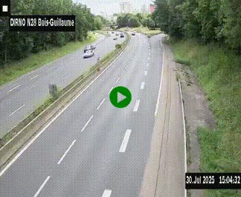 Webcam routière à hauteur de Bois-Guillaume en périphérie de Rouen. Vue orientée vers Rouen