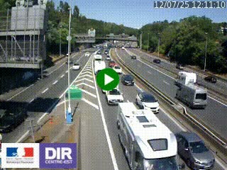 Caméra autoroute sur A6 - Valvert, près de Lyon, en direction de Paris, à hauteur de la sortie 36 Porte du Valvert
