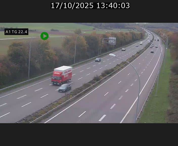 Traffic live webcam Luxembourg Flaxweiler - A1 direction Luxembourg - BK 22.4