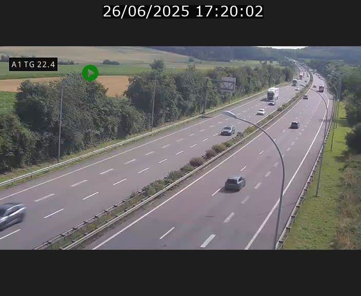 Traffic live webcam Luxembourg Flaxweiler - A1 direction Luxembourg - BK 22.4