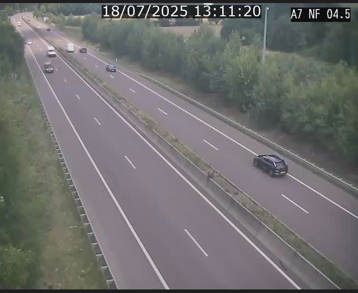 Caméra autoroute Luxembourg A7 - Passage à gibier Rëngelbour - direction Tunnel Grouft
