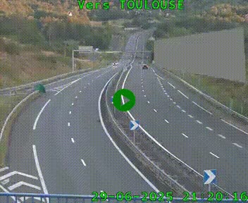 Caméra routière sur l'autoroute A20 à Noailles, en périphérie de Brive-la-Gaillarde. Vue orientée vers Toulouse