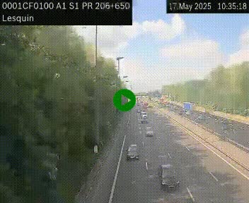 Webcam autoroute A1 à hauteur de Lesquin. Vue orientée vers Lille