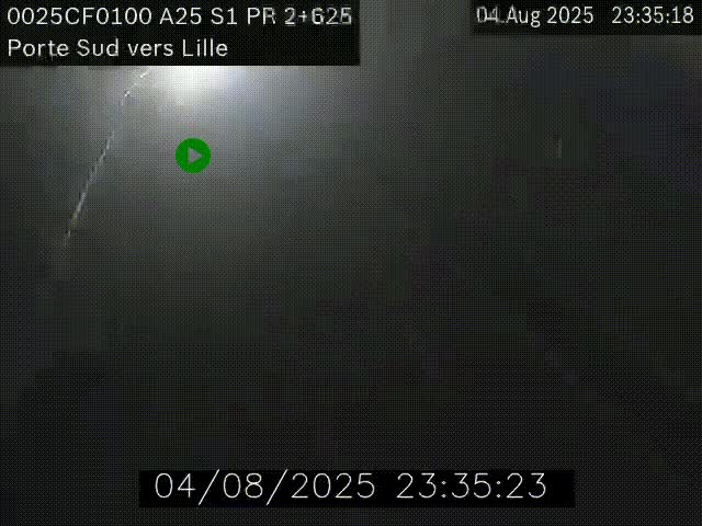 Webcam autoroute A25 sur le périphérique de Lille à hauteur de Lille-Sud et la sortie 3 Faches-Thumesnil. Vue orientée vers Lille-Centre.