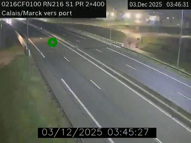 Webcam à Calais sur A216 (N216) en direction du port (harbour) de Calais.