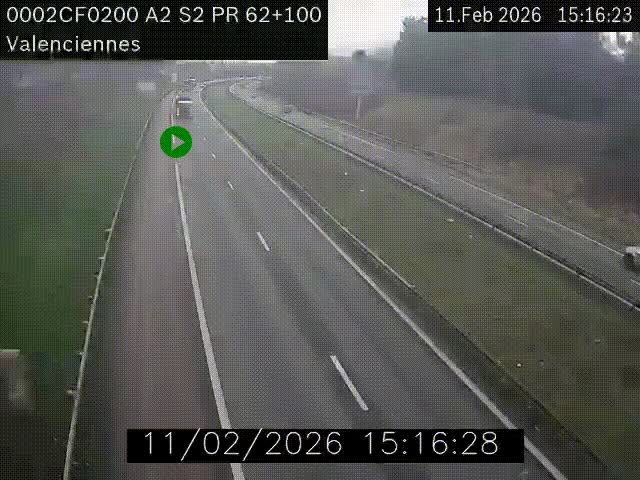 Webcam autoroute A2 à Valenciennes. Vue orientée vers Maubeuge et Mons (Belgique)