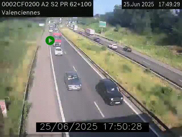 Webcam autoroute A2 à Valenciennes. Vue orientée vers Maubeuge et Mons (Belgique)