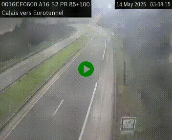 Webcam A16 à Calais en direction du Tunnel sous la Manche (Eurotunnel)