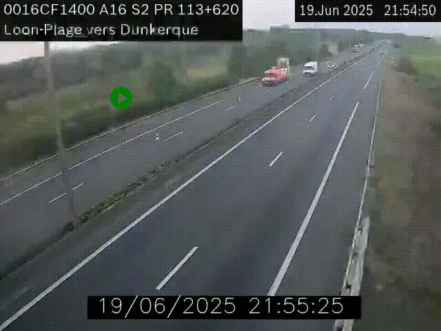 Webcam autoroute A16 à hauteur de Loon-Plage. Vue orientée vers Dunkerque et la Belgique.