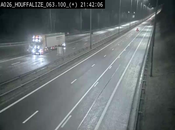 Webcam autoroute des Ardennes (E25/A26) à hauteur d'Houffalize. Vue orientée vers Baraque de Fraiture