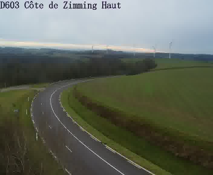 Webcam sur la D603 située en haut de la Côte de Zimming. Vue orientée vers Saint-Avold.