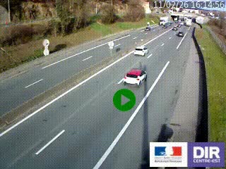 Caméra autoroutière sur l'A47 à hauteur de Givors, a proximité de Lyon. La webcam est orientée vers Lyon