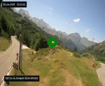 Webcam au col du Somport, côté français, sur la N134, dans les Pyrénées, en direction de l'Espagne, à 1632 mètres d'altitude
