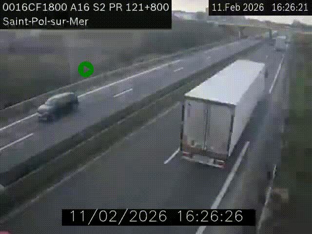 Webcam autoroute A16 à proximité de Dunkerque, à hauteur de la sortie Saint-Pol-sur-Mer. Vue orientée vers Calais
