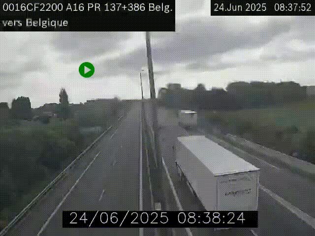 Webcam à la frontière franco-belge au niveau de Bray-Dunes/De-Panne sur l'autoroute A16. Vue orientée vers la Belgique