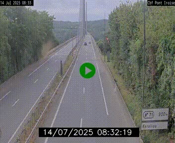Webcam sur la N165 après le Pont de l'Iroise, à l'entrée de Brest