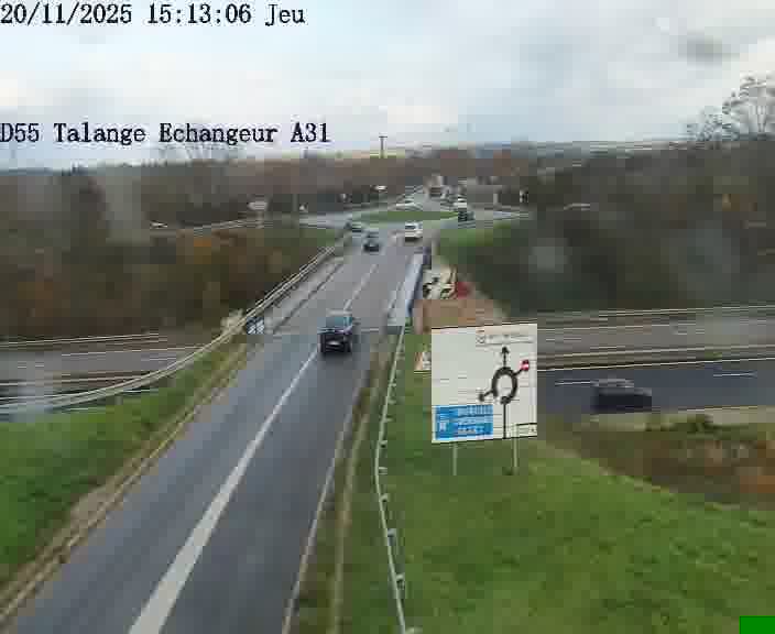 Webcam sur la D55 à Talange au niveau du pont surplombant l'A31 (sens droite-gauche vers Luxembourg). Vue orientée vers Ay-sur-Moselle.