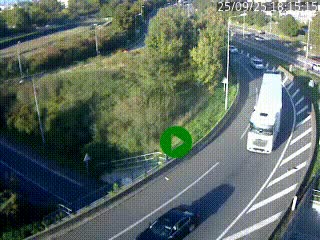 Caméra autoroute à la jonction entre l'A7 et la D301 (Boulevard urbain Sud de Lyon) à Feyzin, au sud de Lyon. Vue orientée vers Mions
