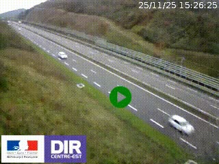 Webcam au niveau du col de Bois Clair à hauteur de Cluny sur la N79. Vue orientée vers Mâcon
