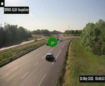 Webcam autoroute A150 à hauteur de La Vaupalière en périphérie de Rouen. Vue orientée vers Rouen