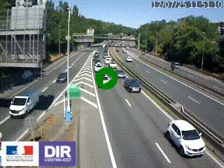 Caméra autoroute sur A6 - Valvert, près de Lyon, en direction de Paris, à hauteur de la sortie 36 Porte du Valvert