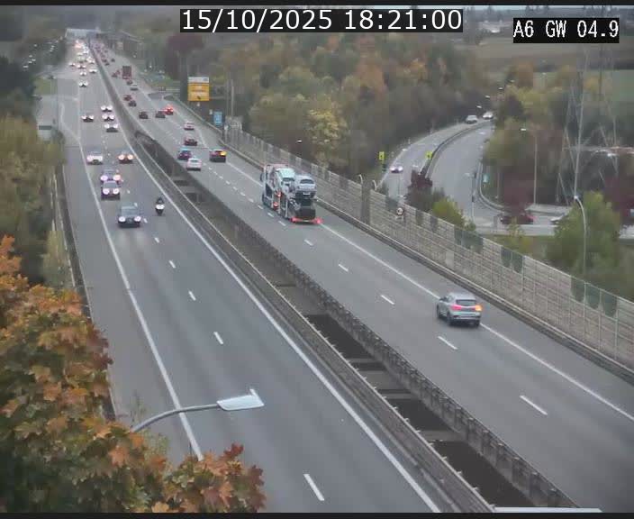 Traffic live webcam Luxembourg Croix de Cessange - A6 - BK 4.9 - direction Belgique