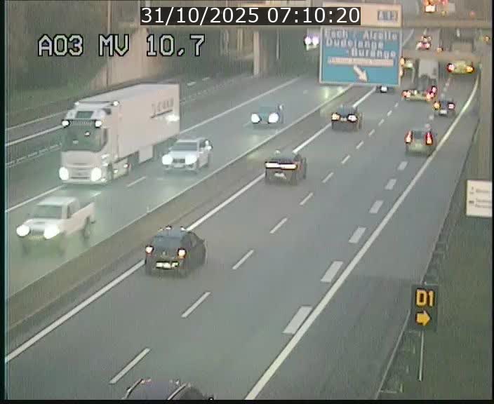 Traffic live webcam Luxembourg Croix de Bettembourg - A3 - BK 10.7 - direction France