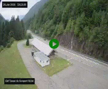Webcam à l'entrée du tunnel du Somport, côté français, sur la N134, dans les Pyrénées, en direction de l'Espagne, à 1116 mètres d'altitude