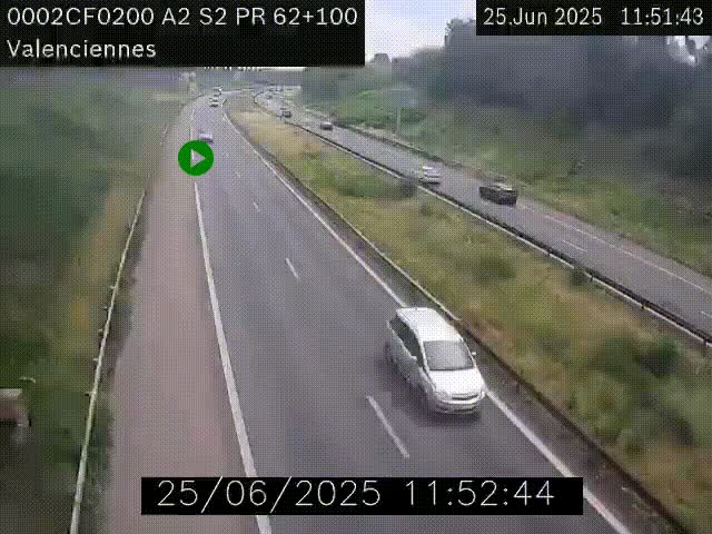 Webcam autoroute A2 à Valenciennes. Vue orientée vers Maubeuge et Mons (Belgique)
