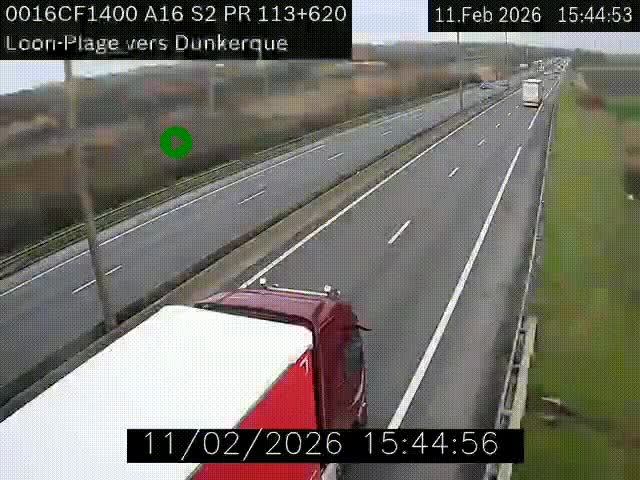 Webcam autoroute A16 à hauteur de Loon-Plage. Vue orientée vers Dunkerque et la Belgique.
