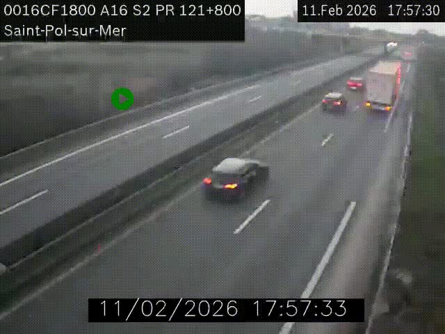 Webcam autoroute A16 à proximité de Dunkerque, à hauteur de la sortie Saint-Pol-sur-Mer. Vue orientée vers Calais