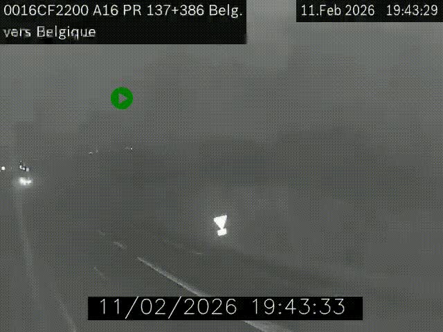 Webcam à la frontière franco-belge au niveau de Bray-Dunes/De-Panne sur l'autoroute A16. Vue orientée vers la Belgique