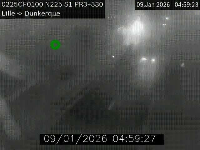 Webcam autoroute A25 (N225) à hauteur de Bergues (Bierne). Vue orientée vers Dunkerque.