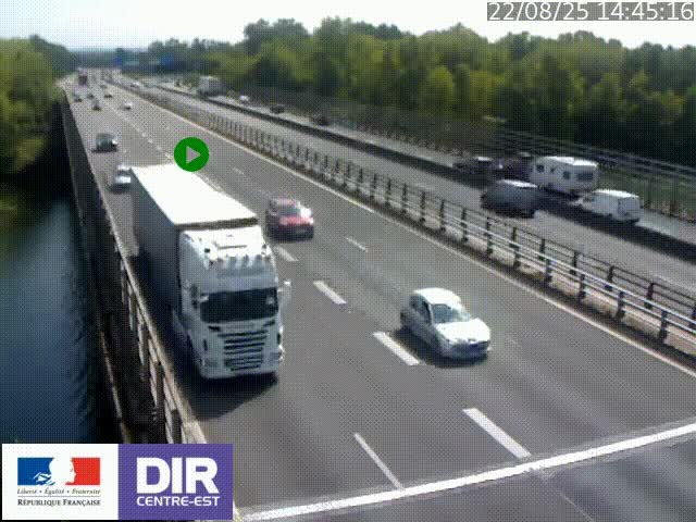 Caméra trafic à la jonction entre l'A46 (Rocade-est de Lyon) et l'A42 à hauteur de Vault-en-Velin en direction de Marseille